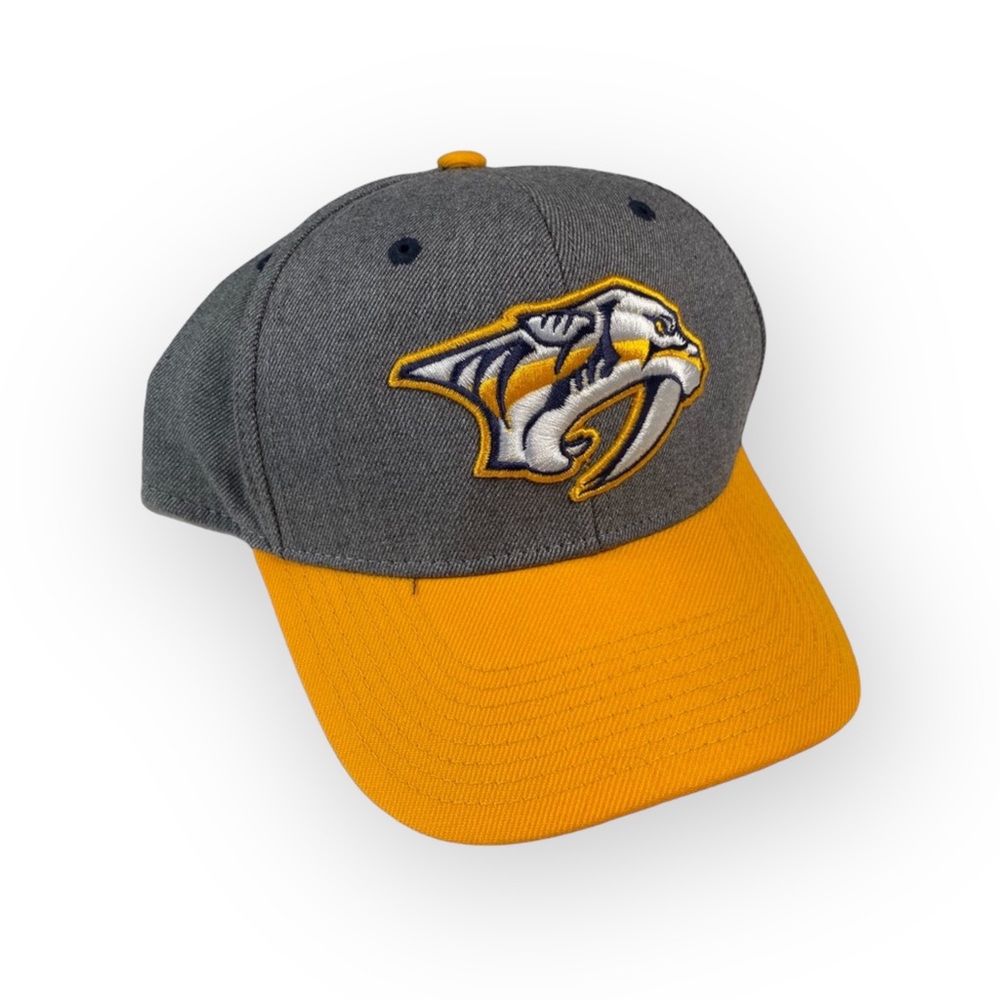 new Adidas ★ Nashville Predators NHL Baseball Cap Hat ★ Yellow Heather Grey ★ OS - Picture 11 of 16
